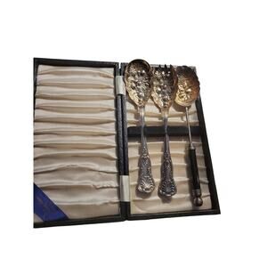 Rare Set Of 3 ANTIQUE SHEFFIELD SILVER PLATE BERRY ServingWARE